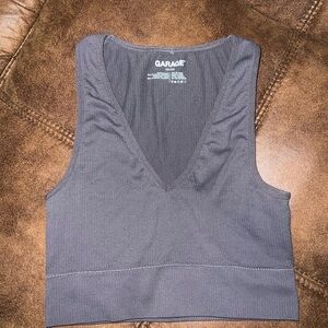 Garage Gray Fitted Crop Tank Top